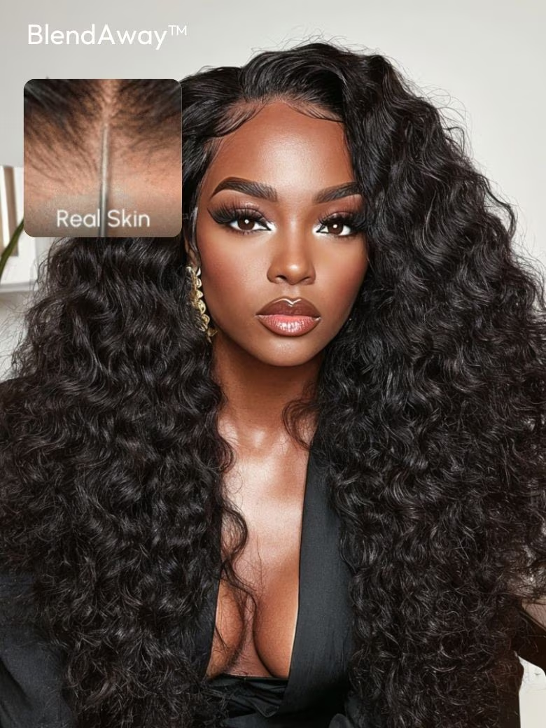HD 5x5 Invisible Lace Pre-cut Glueless Deep Wave Wig 180% Density Natural Hair Line