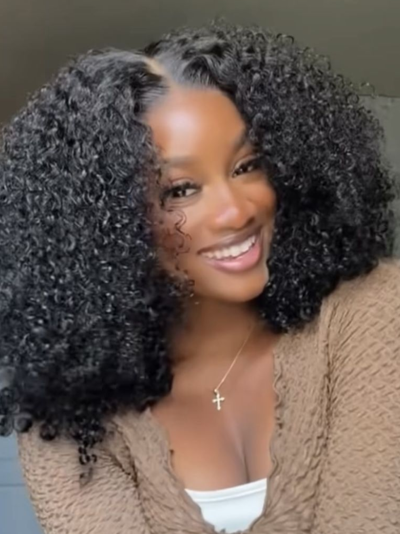 [22""=$119] Kinky Curly 0 Skill Needed Natural Scalp Wig U Part Wig No Gel NO Leave Out