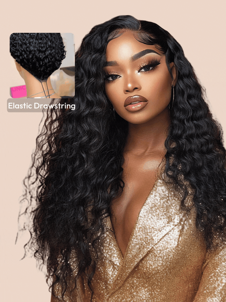 Bouncy Water Wave 7x5 Bye-Bye Knots Wig 7x5 Pre Cut Lace Flexible Cap Size Drawstring Wig