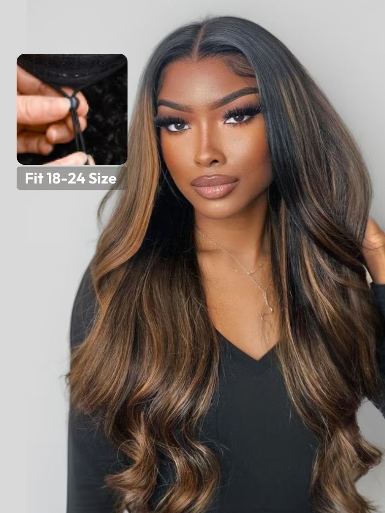 7x5 Bye Bye Knotsâ¢ Wig Glueless Lace Balayage Highlight Body Wave Wig No Burden Free Upgrade