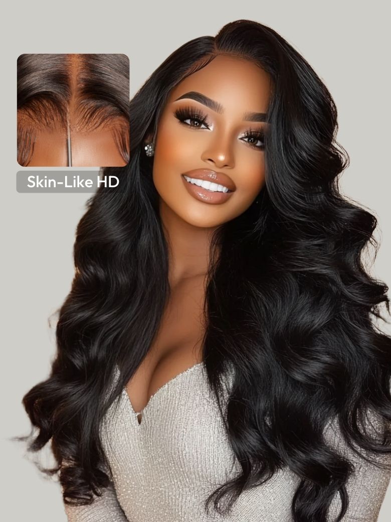 HD Bye-Bye Capâ¢ Wig 13x4 Invisible Lace Frontal Body Wave Black Wig 180% Density
