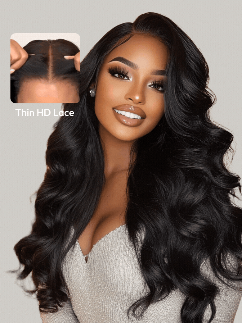 [Pay 22"" Get 24""] 13x4 HD Lace ByeBye Capâ¢ Invisible Lace Wig Frontal Body Wave Black Wig