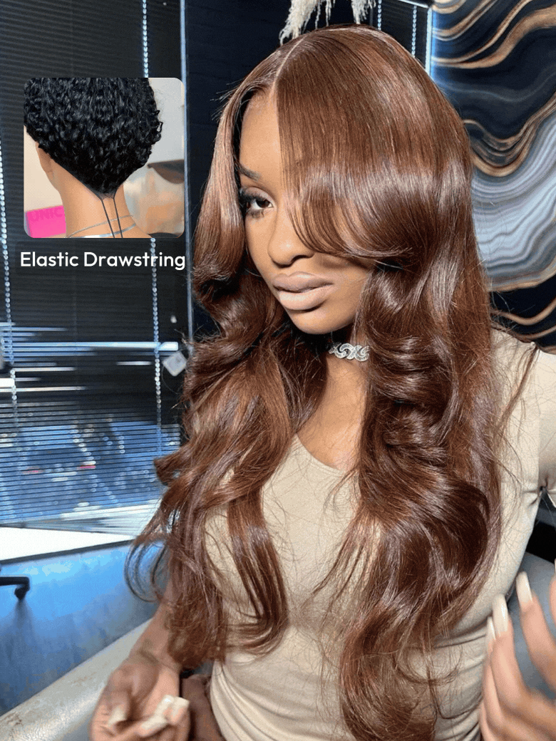 13x4 Pre-Everythingâ¢ Lace Front Espresso Brown With Highlights Loose Wave Wig 150% Density
