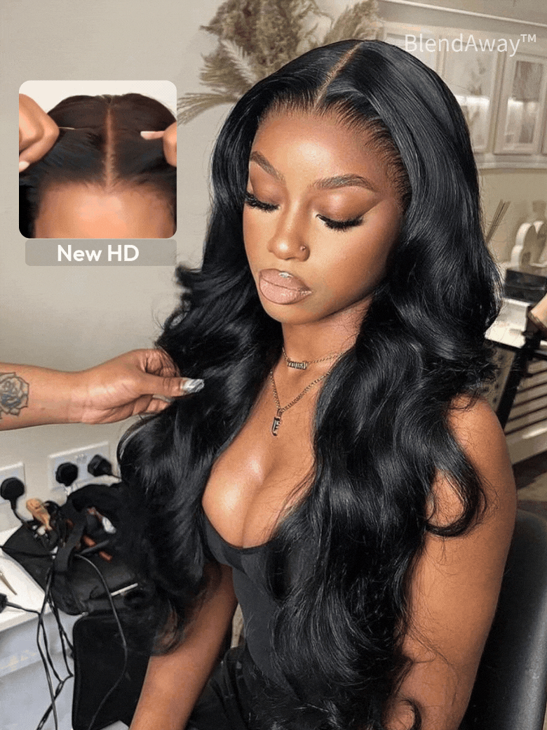 UNice 5x5 Thin HD BlendAwayâ¢ & 7x5 HD Pre Cut Lace Closure Glueless Body Wave Wig with ByeBye-Knots Match All Skin Tones