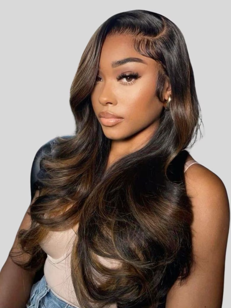 13x4 Pre-Everythingâ¢ Lace Front Wig Espresso Brown With Highlights Loose Wave Wig