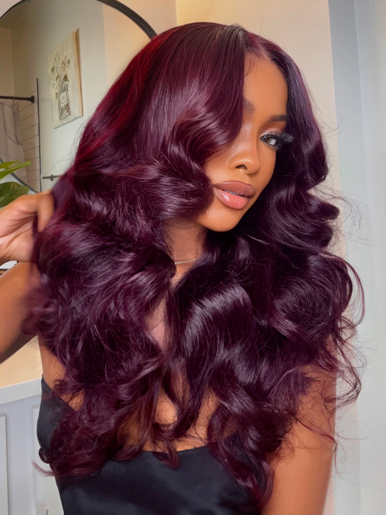 13x4 Pre-Everythingâ¢ Lace Frontal Black Cherry Layered Straight Wig
