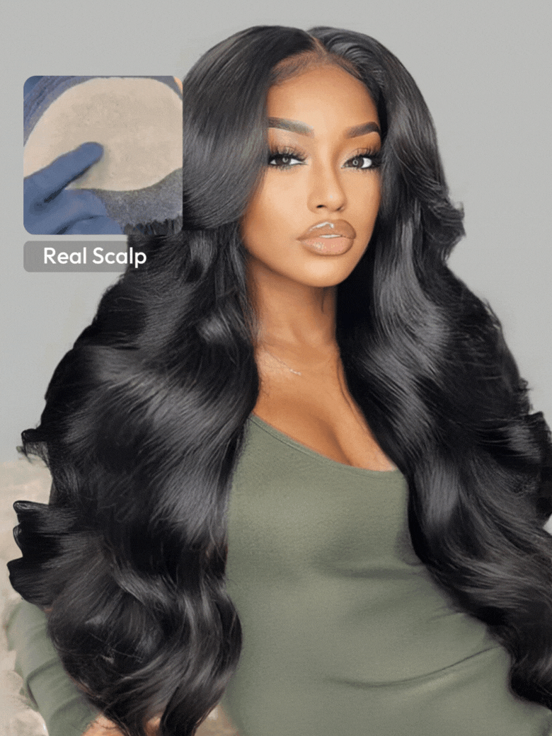 [Pay 22"" Get 24""] HD Real Scalpâ¢ Wig 13x4 Invisible Lace Frontal Loose Wave with Face Framing Curtain Bangs