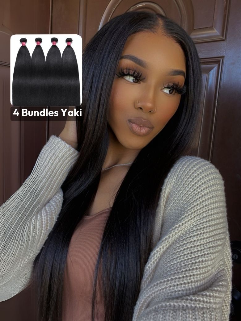 UNice Yaki Hair Bundles 4 Pcspack Yaki Virgin Human Hair 117$