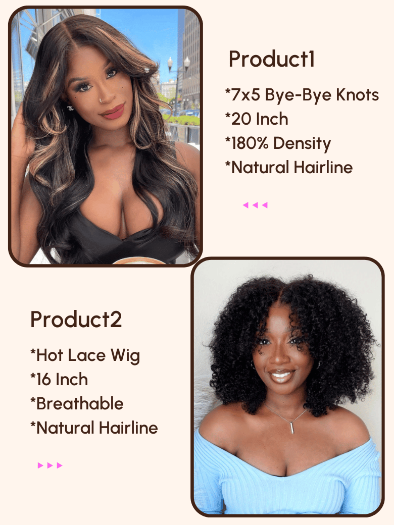 2 Wigs $149 for 7x5 Bye-Bye Knots and Hot Lace Wig