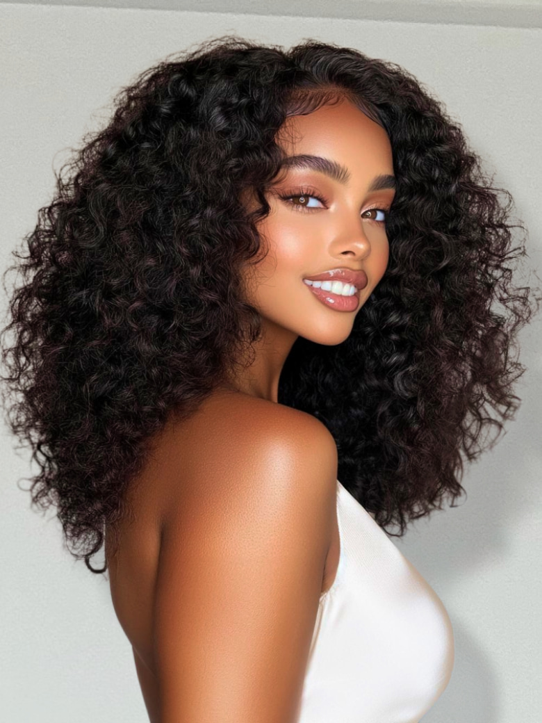 13x4 Pre-Everythingâ¢ Lace Frontal Black Side Part Jerry Curly Wig with Invisible Draswstring