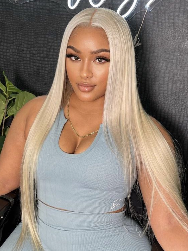 [22""=$49] 180% High Density 13x4 Lace Front Straight Hair Wig Layered Butterfly Haircut Summer Light Blonde Color