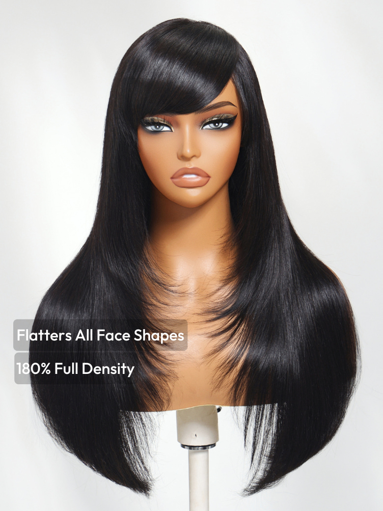 Unice Bye-Bye Knots 7x5 Lace Layered Straight Wig With Side Bangs 465$
