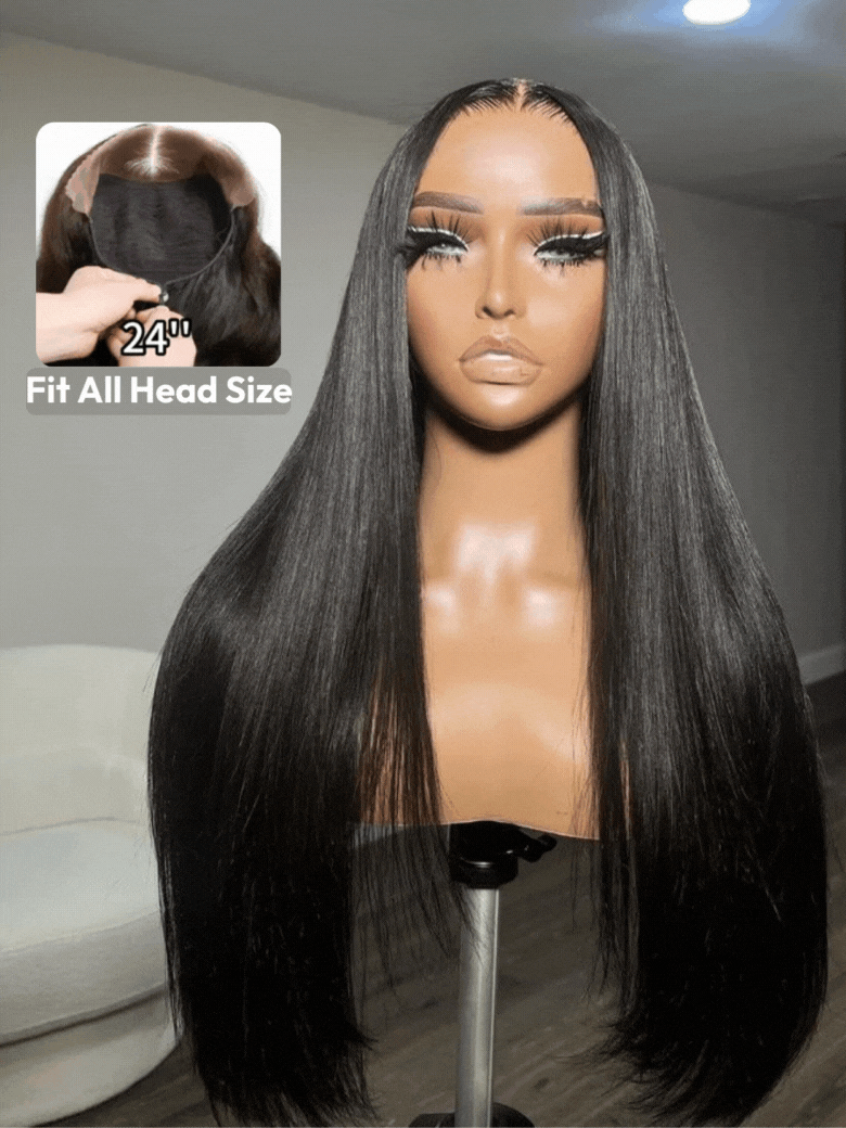 UNice Bye Bye Knots Wig 13x4 Glueless Lace Black Straight Bleached Knots Wig No Baby Hair 150% Density