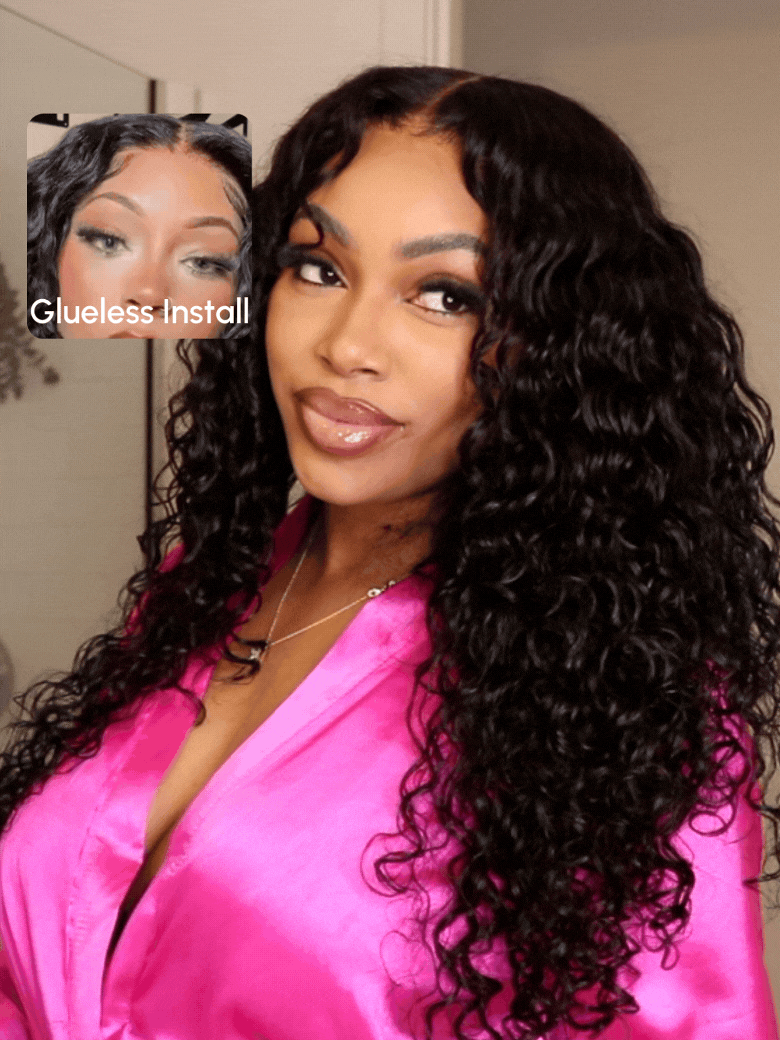 UNice 7x5 Bye-Bye Knotsâ¢ Wig Water Wave Invisible Knots With Invisi Drawstring With Baby Hair