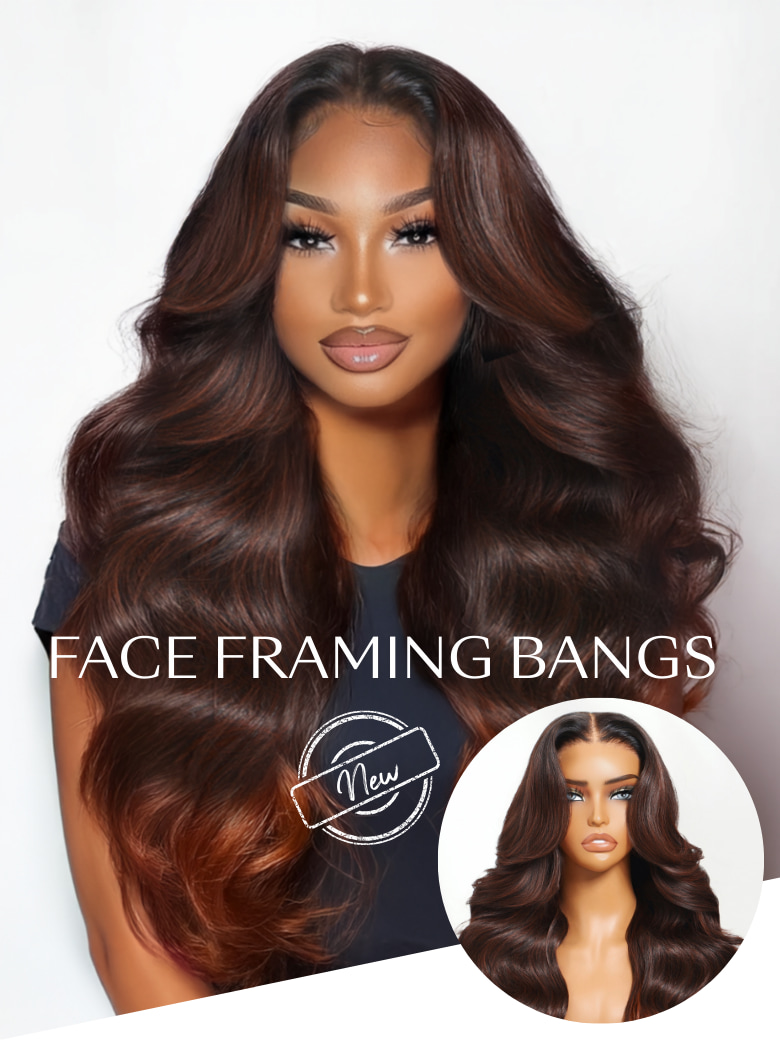 UNice 13x4 Pre-Everythingâ¢ Lace Frontal Brown to Red Ombre Loose Wave Wig With Face Framing Layers