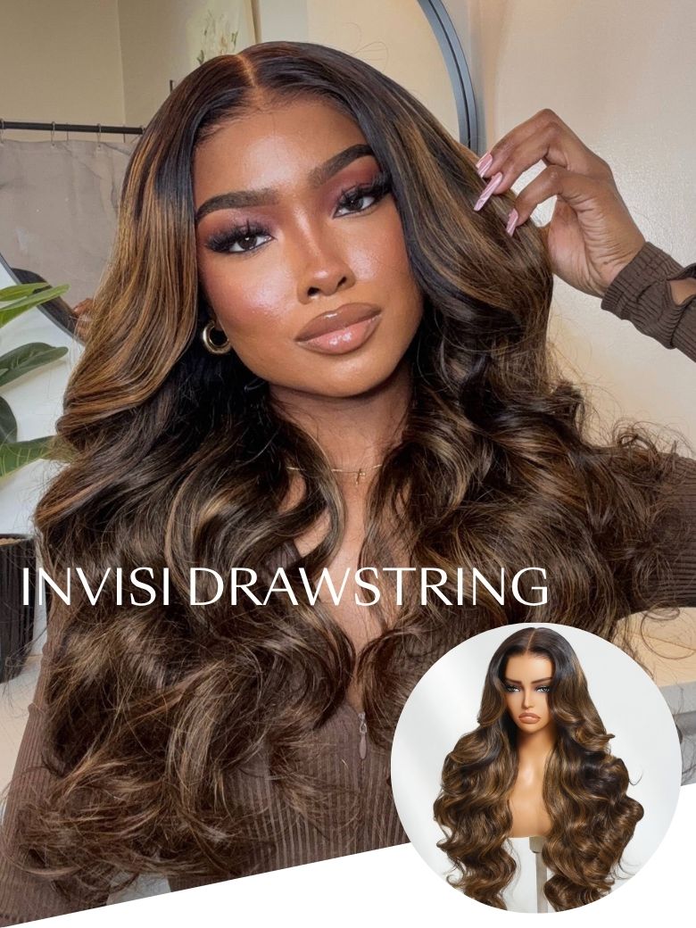 UNice 7x5 Bye Bye Knotsâ¢ Wig  Glueless Lace Balayage Highlight Body Wave Wig With Invisible Knots