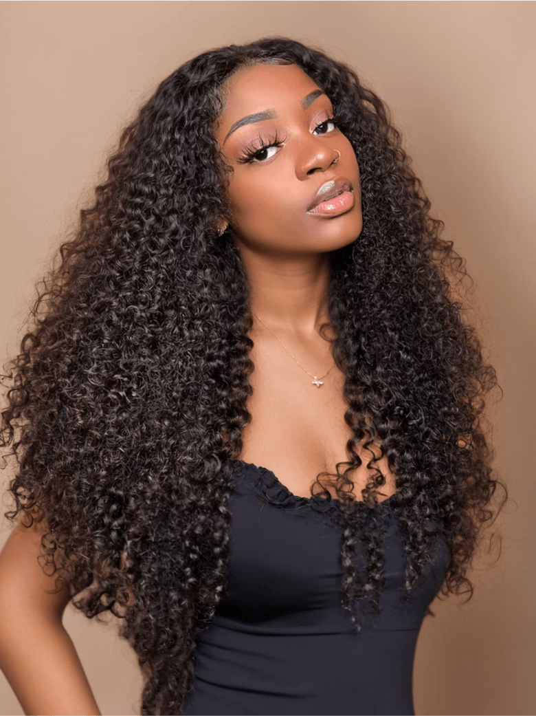 200% Density 13x4 Larger Lace Frontal Curly Hair Wigs Pre Plucked 100% Human Hair