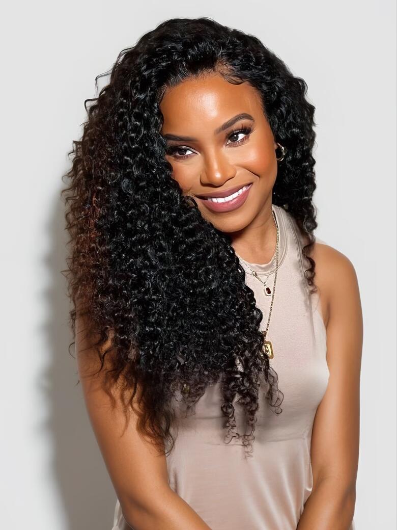 EasiContourâ¢ V Part Minimal Leave Out Glueless Curly Wig Adjustable Cap Sport-Friendly 150% Density