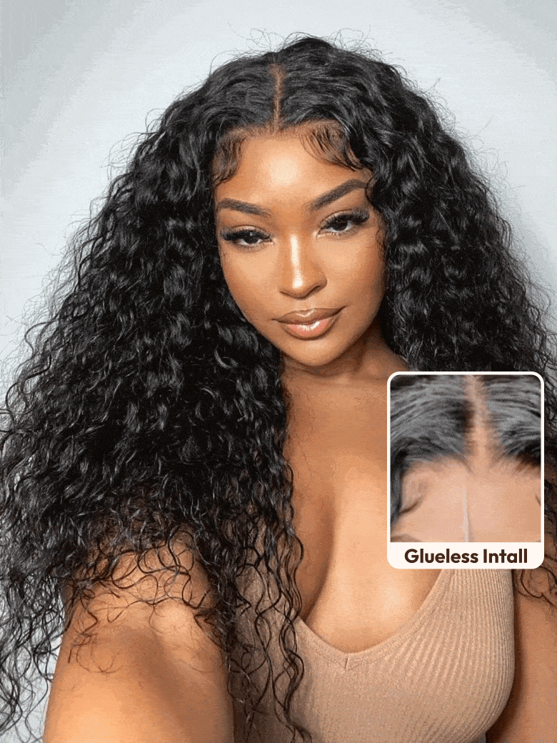 [20"" 22"" Same Price] 7x5 Bye-Bye Knots Glueless Wet & Wavy 180% Density Water Wave Invisible Knots With Invisi Drawstring With Free Baby Hair