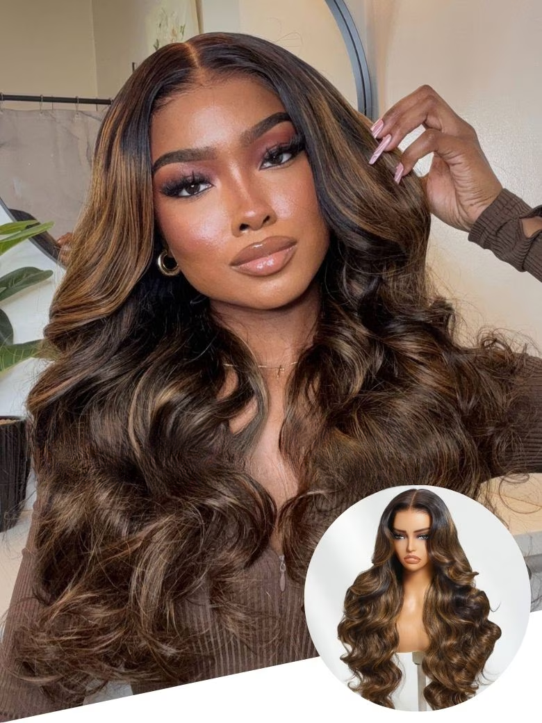 [26""=$139""] UNice Balayage Highlight 3D Body Wave Put On & Go Wig & 2x4 Lace Silky Bob wig