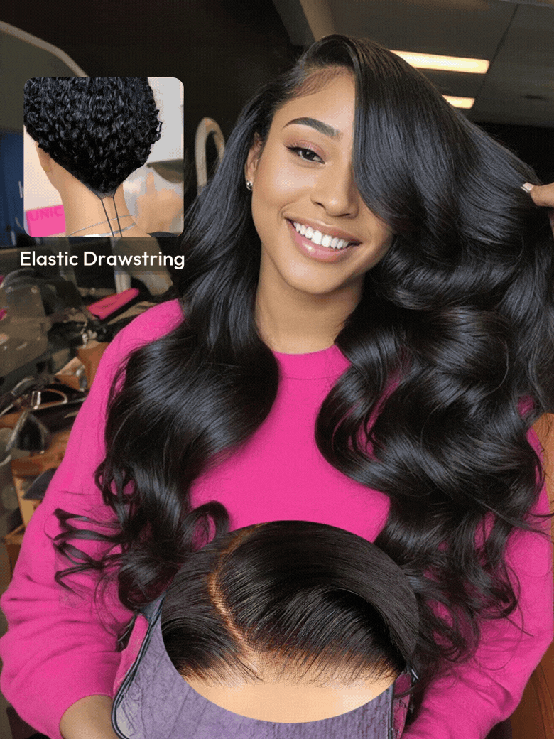 [Invisi Drawstring] UNice 13×4 Pre-Everythingâ¢ Transparent Lace & HD Lace Front Pull And Go 3D Body Wave Wig Real Ear To Ear Wig