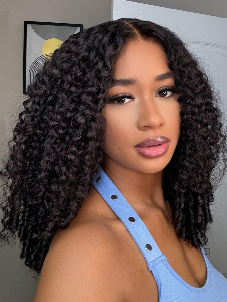 7x5 Bye-Bye Knots Lace Curly Texture Premium Hair Wig With Finger Coil Ends