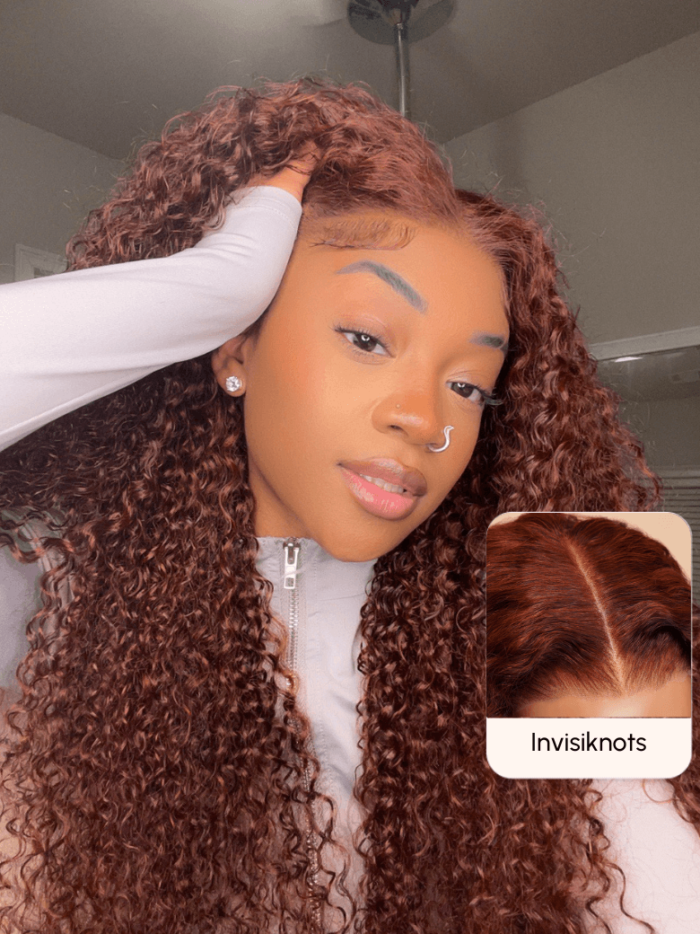 [200% Density 20""=$99] Pre Cut 6x4.5 Lace Reddish Brown 3C Curly Hair Put On And Go Wig