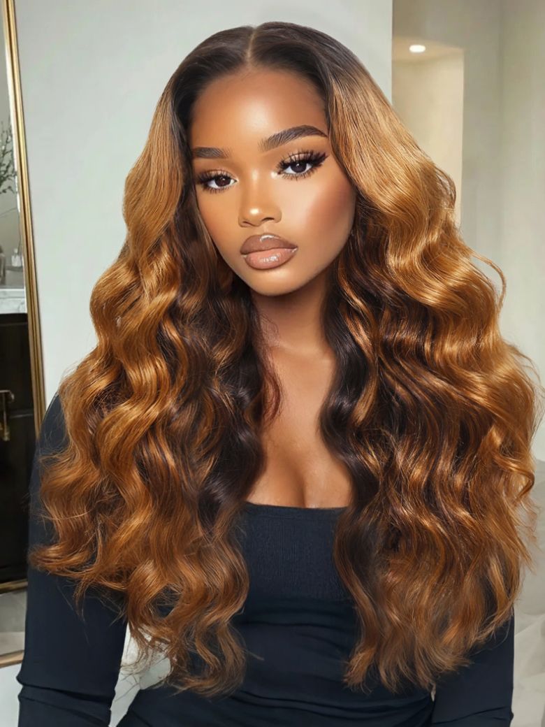 UNice 13x4 Pre-Everythingâ¢ Lace Frontal Caramel Ombre Loose Deep Wave Glueless Drawstring Wig