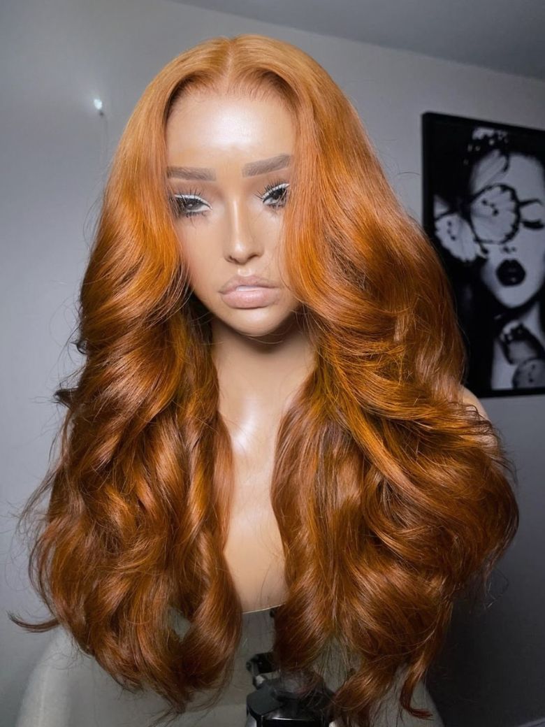 UNice 13x4 Pre-Everythingâ¢ Lace Frontal Honey Brown Body Wave Glueless Wig with Flexible Drawstring