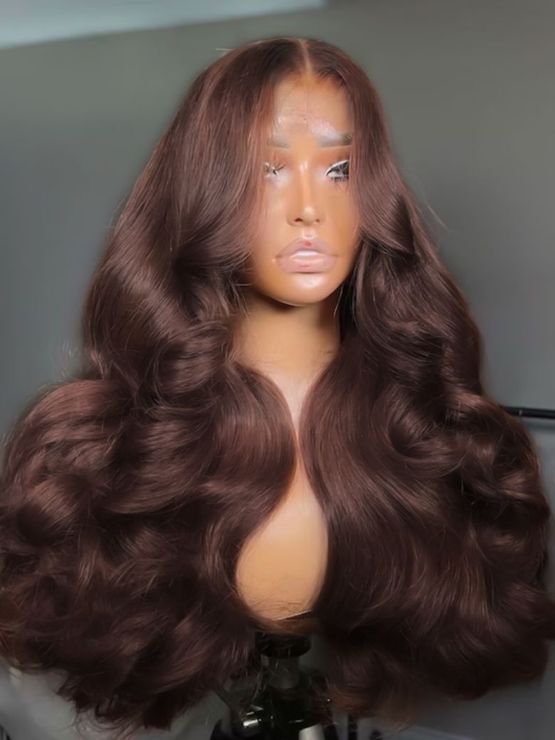 UNice 13x4 Pre-Everythingâ¢ Lace Frontal Auburn Brown Loose Wave Wig with Invisi Drawstring & Face Framing Layers 150% Density