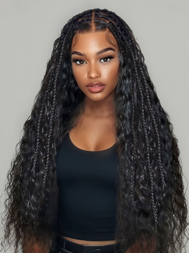 UNice 13x4 Pre Everything™ Pre-Cut Lace Front Pre-Braided Water Wave Style Drawstring Wig With Baby Hair