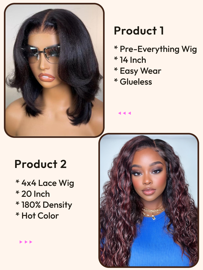 2 Wigs $149 for Pre-Everything Lace Wig 14"" And 4x4 Lace 20"" Wigs
