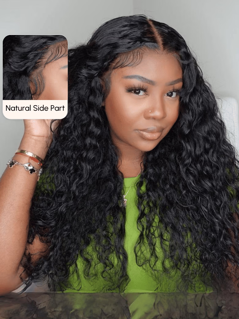 [13X4 Pre Everything] Secure Drawstring Water Wave Natural Black& Reddish Brown Wig Real Ear To Ear Pre-Cut Pre-Pluck Pre-Bleached