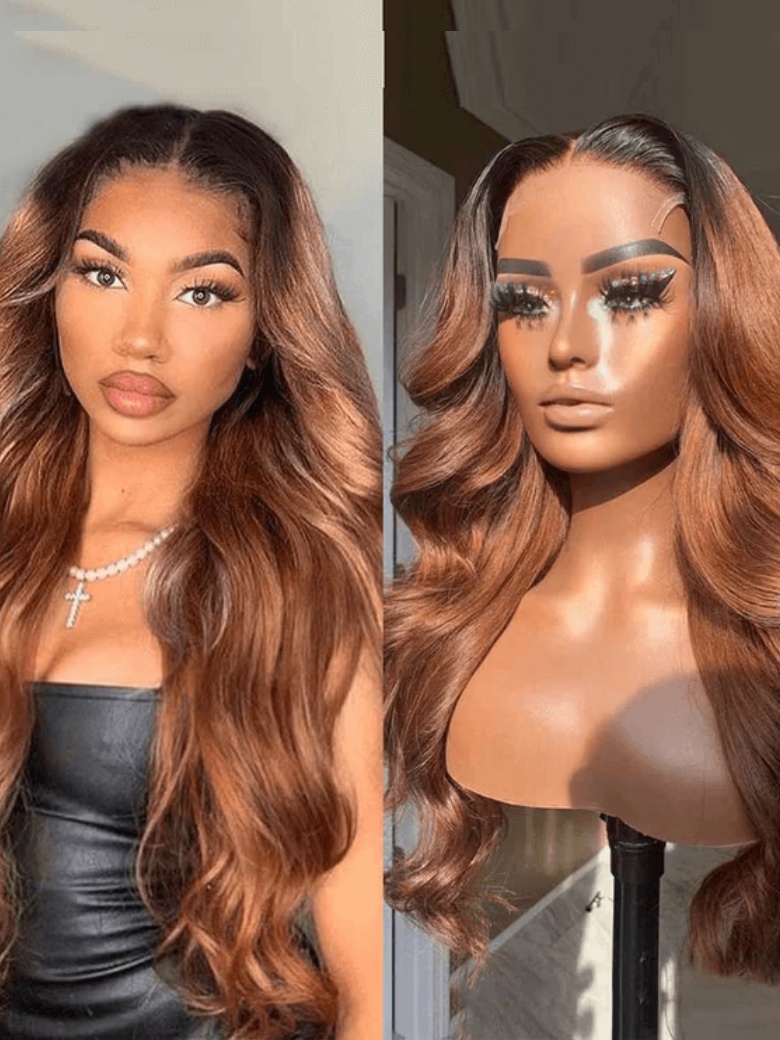 [5x5 7x5 HD Lace] Pre Cut Auburn Ombre Straight& Black Curly Wig/ Water wave Bye-Bye Knots Quick Glueless Invisible Knots Wear Go Wig
