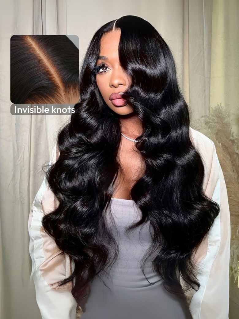 [22=$99| Real Scalp] Bye-Bye Knots Wig 7x5 Glueless Body Wave Wig Pre Cut Lace Pre Plucked Hairline & Beginner Friendly V Part Wig
