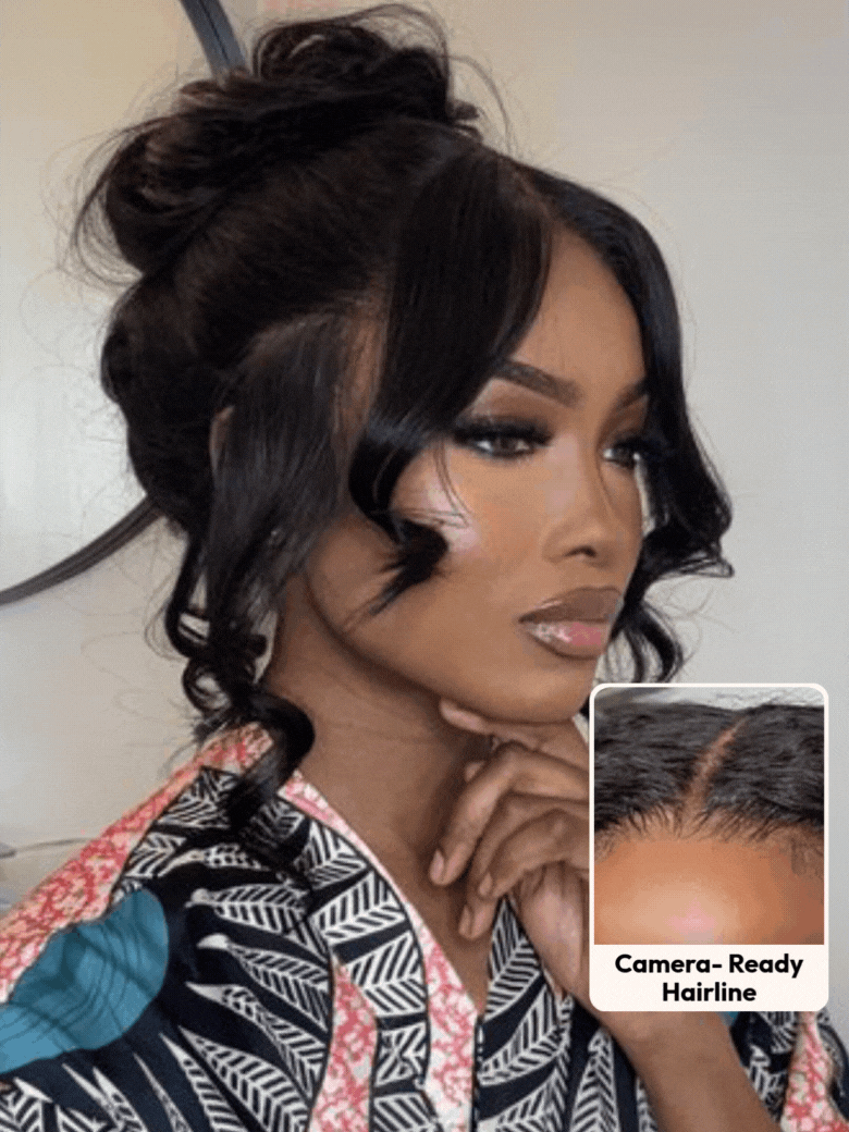 UNice HD Real Scalpâ¢ Wig & Feathered Layers Drawstring Wig 13x4 &7x5 Invisible Lace Frontal Loose Wave with Face Framing Curtain Bangs
