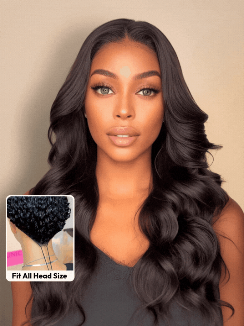 UNice InvisiBlendâ¢ V part  Natural Black Glueless Body Wave Wig Protect Your Natural Hair