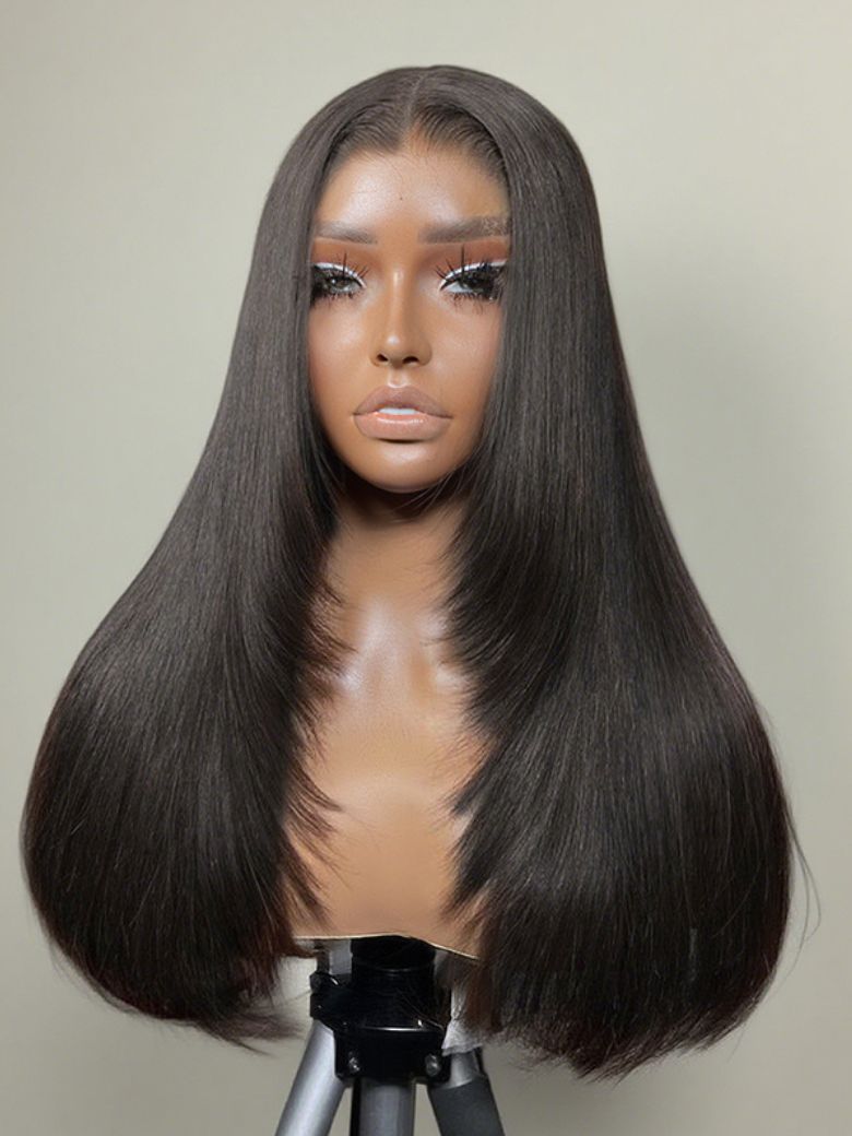 UNice 13x4 Pre-Everythingâ¢ Lace Frontal Black Yaki Straight Layered Wig with Invisi Drawstring