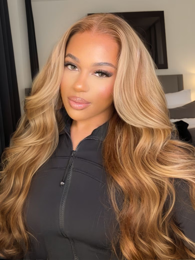Bye-Bye Knots Wig Pre-Cut 7x5 Glueless Lace Honey Blonde Body Wave Wig With Bleached Clean Knots 196$