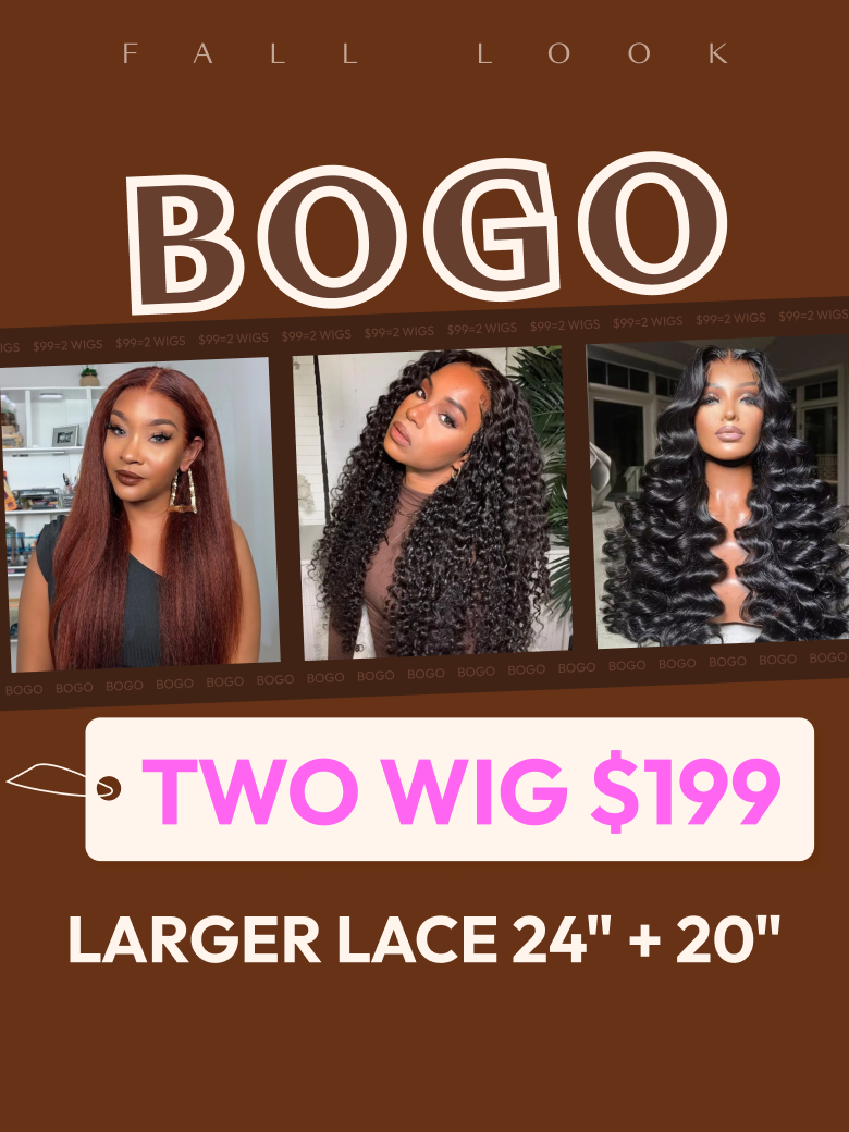 2 Wigs $199 for 4X4 Pre-Cut Lace 200% Density Kinky Straight Reddish Brown 24 & 7x5 Pre-Cut Lace Jerry Curly Baby Hair 20