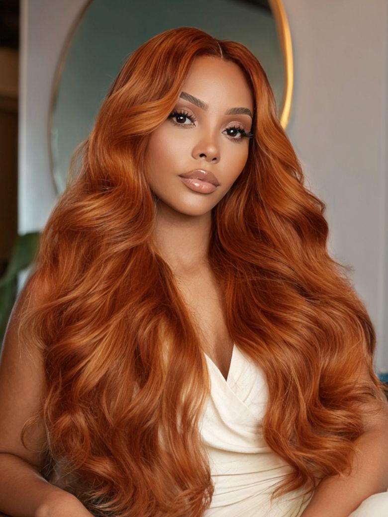 UNice 13x4 Pre-Everythingâ„¢ Lace Frontal Burnt Orange Ombre Body Wave Drawstring Glueless Wig