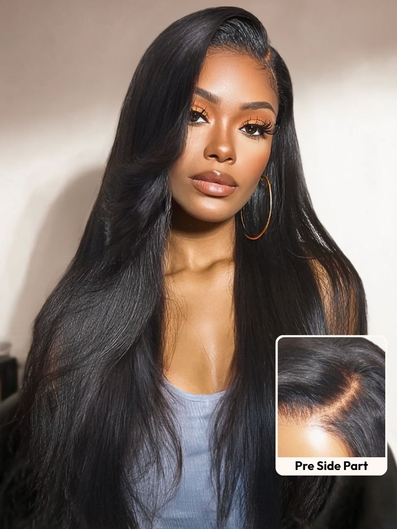 13x4 Pre-Everything™ Lace Side Part Layered Straight Frontal Drawstring Wig With Side-Swept Bangs