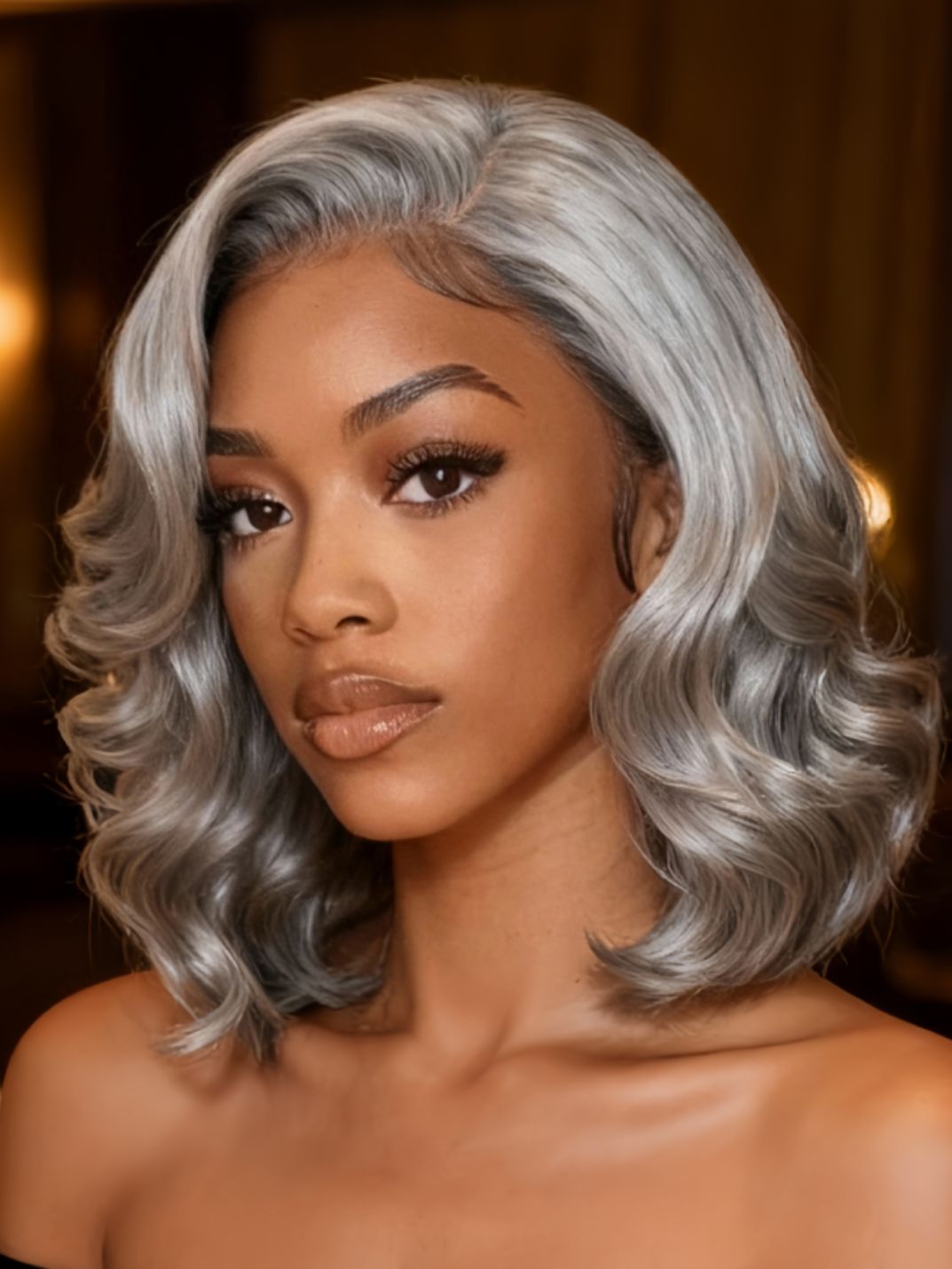 UNice 6.5x1.5 Lace Salt and Pepper Side Part Blowout Layered Bob Glueless Wig