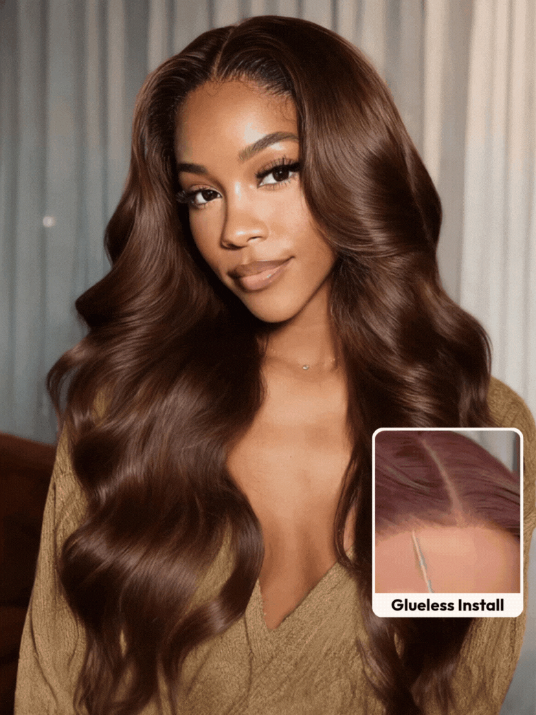 13x4 Pre-Everything™ Lace Frontal Auburn Brown Loose Wave Wig with Invisi Drawstring & Face Framing Layers