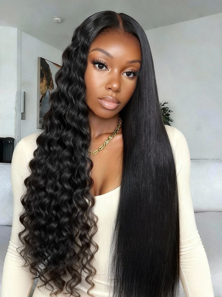 UNice 13x4 Bye Bye Slip™ Wet and Wavy 2-in-1 Straight to Water Wave Human Hair Wig WIith Invisi Drawstring