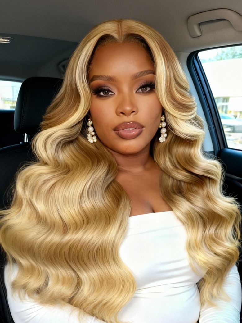 UNice 13x4 Pre-Everything™ Lace Frontal Golden Blond Loose Body Wave Face Framing Layers Drawstring Wig