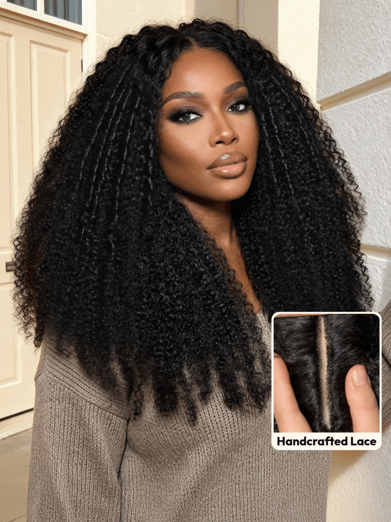 UNice InvisiBlend™ V Part Handcrafted Lace Real No Leave Out Natural Black Tight Spiral Coils kinky curly Wig Beginner Friendly Wig