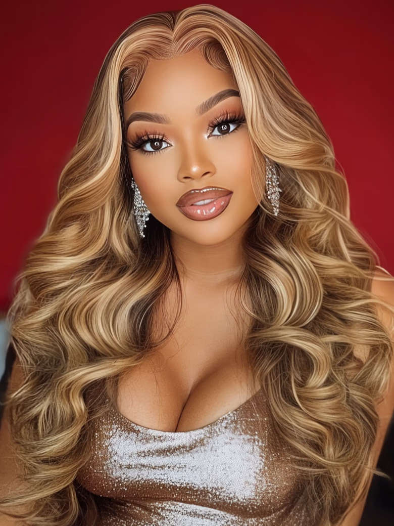 [Invisi Drawstring] Bye-Bye Knots Wig Pre-Cut 7×5 Glueless Lace Honey Blonde Body Wave Wig