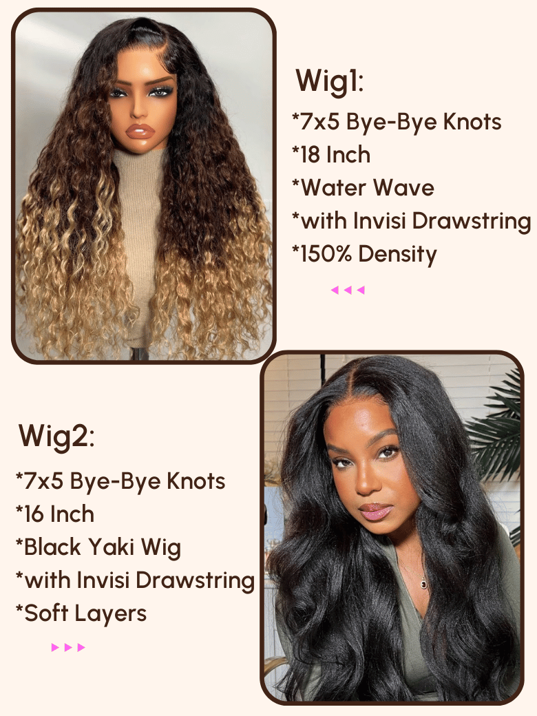 $189=2 Wigs | 18 Inch and 16 Inch 7x5 Bye-Bye Knots Wig