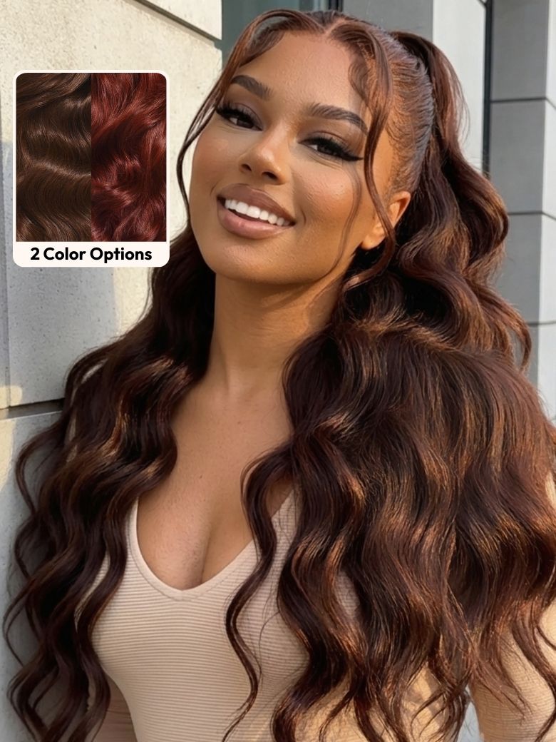 UNice Glueless Auburn/Red Brown 13x4 Pre-Everything & 7x5 Lace Wig Loose Wave Adjustable Drawstring 150% Density